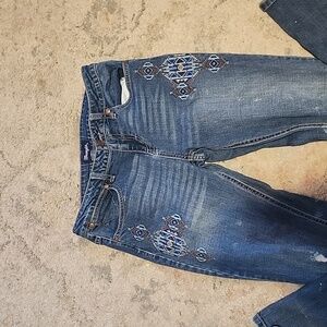 Wrangler Embroidered Blue Denim Jeans Aztec Women's 7 X 34